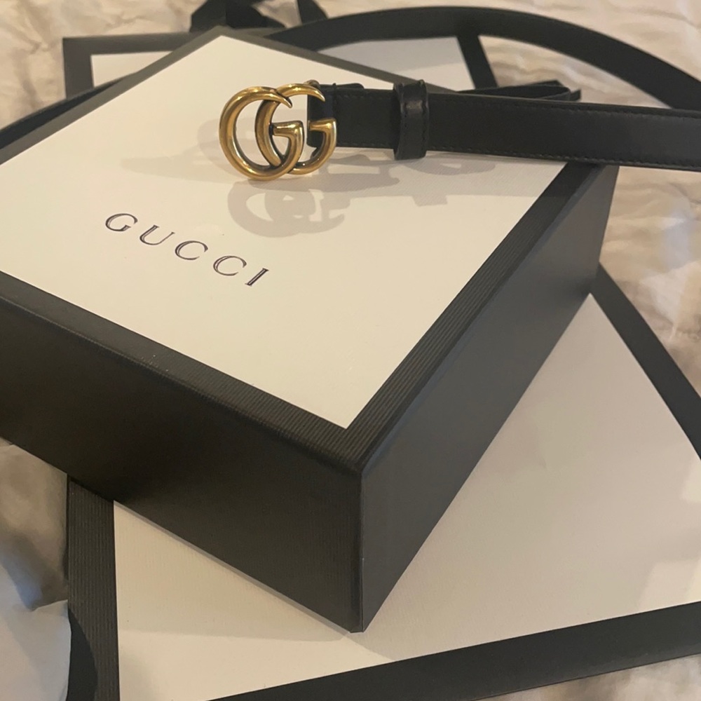 Authentic slim black Gucci belt
